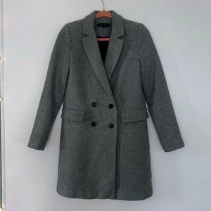 Zara Wool Blend Gray Boyfriend Peacoat (XS)